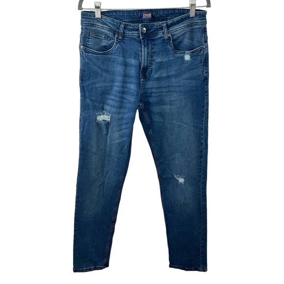 Class Roberto Cavalli Medium Wash Blue Distressed Skinny-Leg Jeans High Rise 32 - Picture 1 of 8